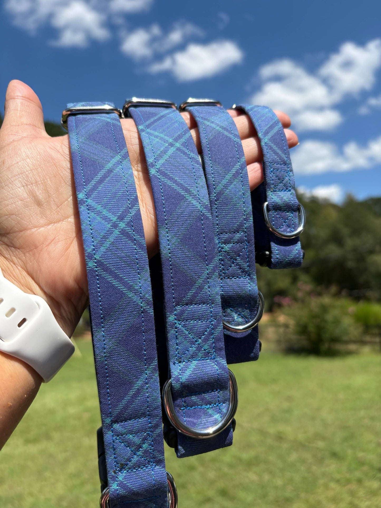 Blue Plaid Dog Collar, Dixie Lane Collars