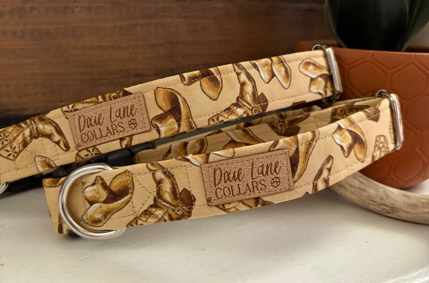 Boots and Hats Dog Collar, Western Fabric Collar