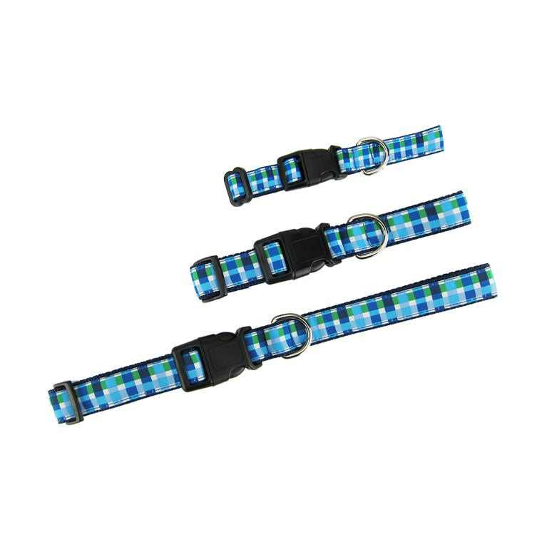 Blue Plaid Collar - Large