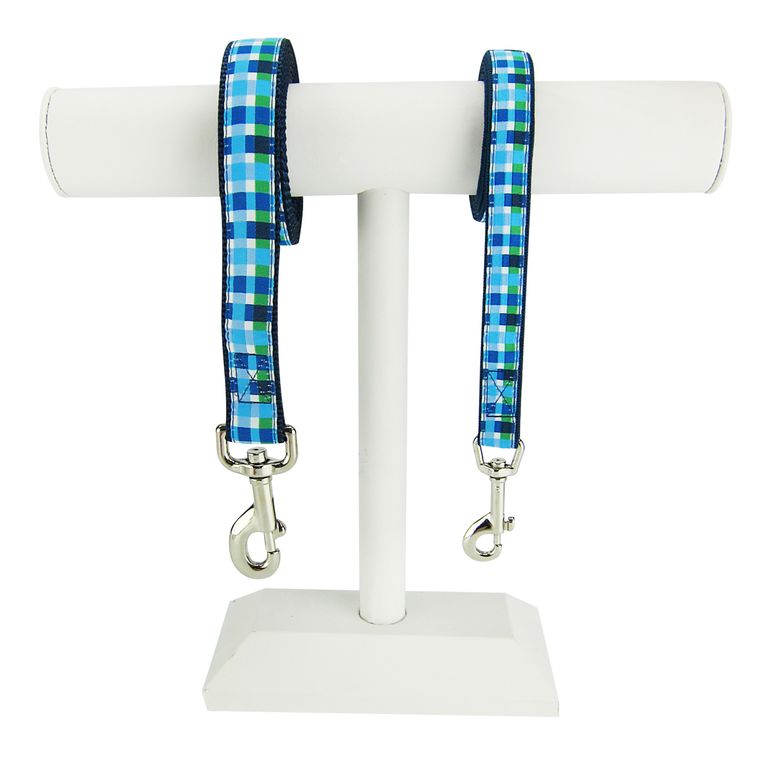 Dog Leash, Small - Blue Plaid