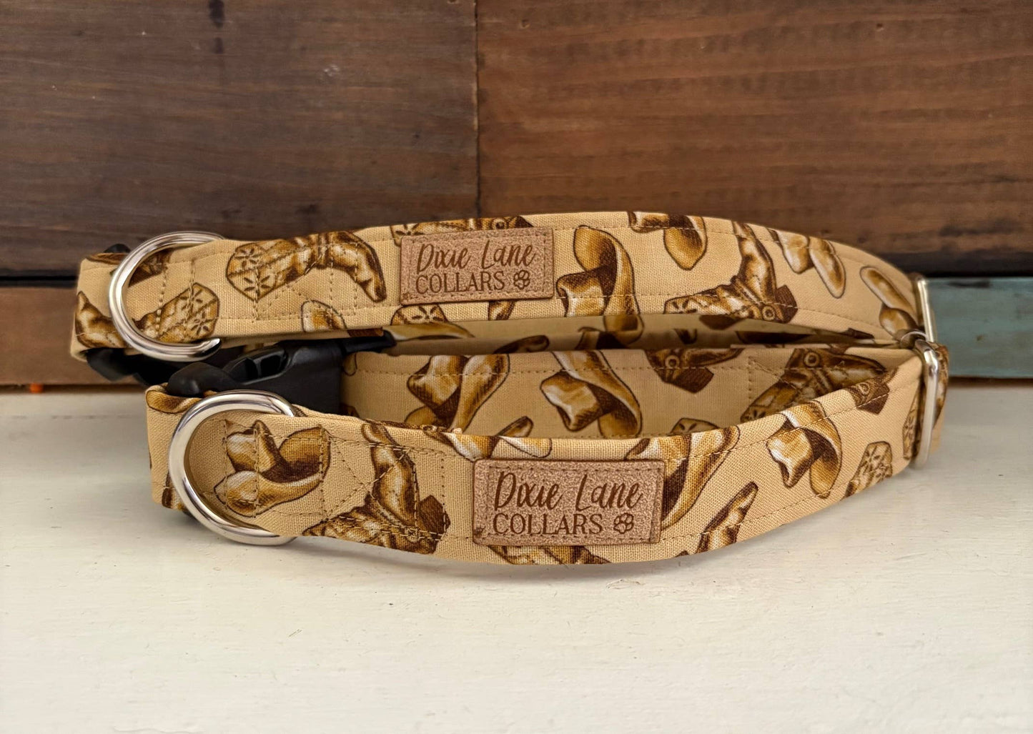 Boots and Hats Dog Collar, Western Fabric Collar