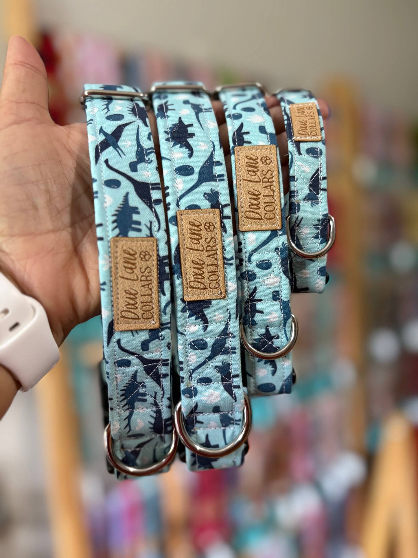 Blue Dinosaurs Dog Collar, T-rex Collar, Dinos, Dixie Lane