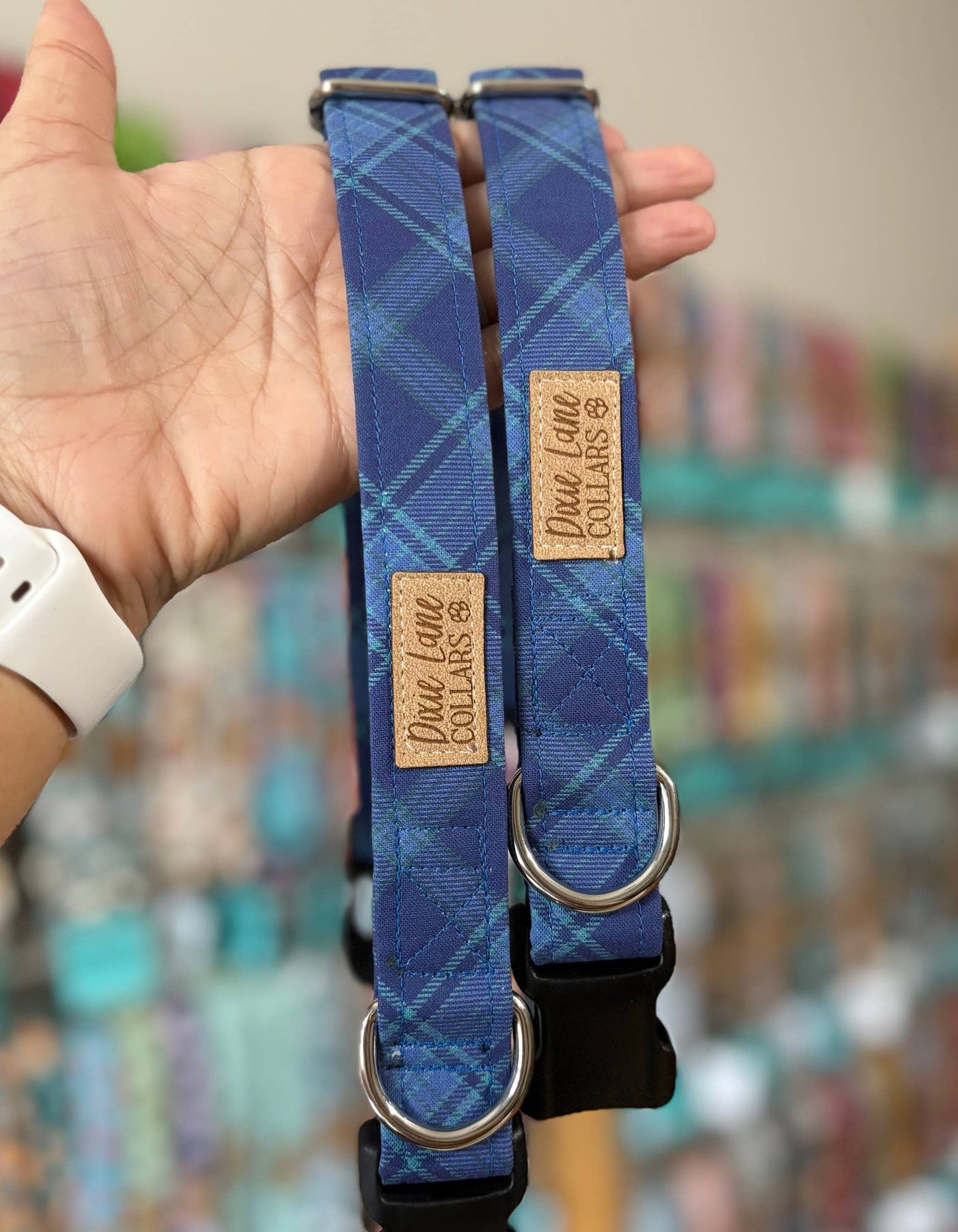 Blue Plaid Dog Collar, Dixie Lane Collars