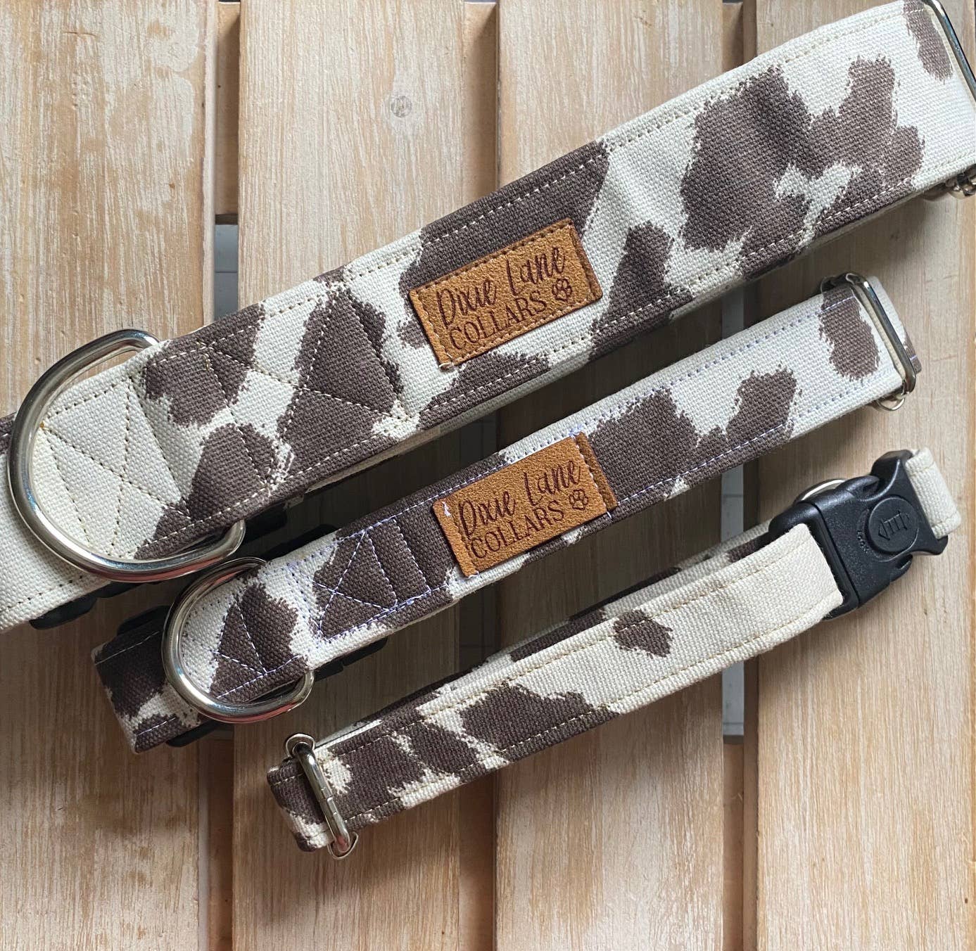Cow Print Dog Collar, Brown Cow Print Western Dog Collar